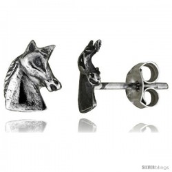 Tiny Sterling Silver Horse Stud Earrings 5/16 in