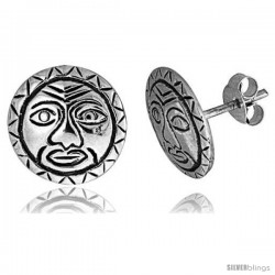 Tiny Sterling Silver Sun Stud Earrings 7/16 in