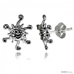 Tiny Sterling Silver Sun Stud Earrings 7/16 in -Style Es72