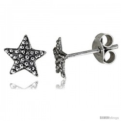 Tiny Sterling Silver Star Stud Earrings 5/16 in -Style Es77