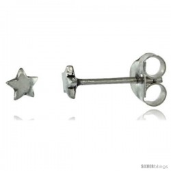 Very Tiny Sterling Silver Star Stud Earrings 3/16 in