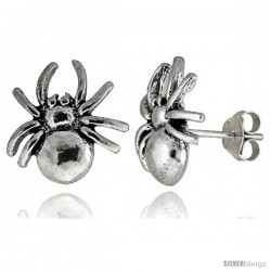 Tiny Sterling Silver Spider Stud Earrings 1/2 in -Style Es8