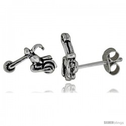 Tiny Sterling Silver MOTORCYCLE Stud Earrings 7/16 in -Style Es84