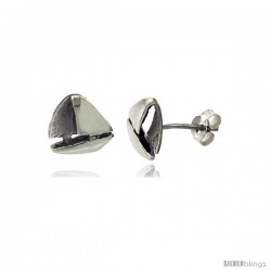 Tiny Sterling Silver Sailboat Stud Earrings 7/16 in