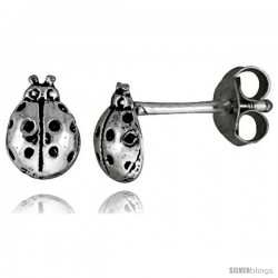 Tiny Sterling Silver Lady Bug Stud Earrings 5/16 in