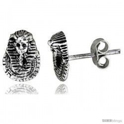 Tiny Sterling Silver King Tut's Mask Stud Earrings 3/8 in