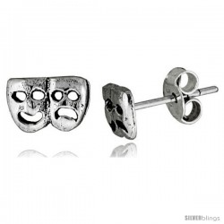 Tiny Sterling Silver Drama Masks Stud Earrings 5/16 in