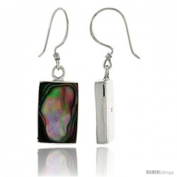 Sterling Silver Rectangular Abalone Shell Inlay Earrings, 5/8" (16 mm) tall