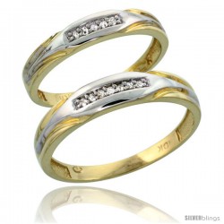 10k Yellow Gold Diamond 2 Piece Wedding Ring Set His 4.5mm & Hers 3.5mm