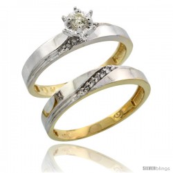 10k Yellow Gold Ladies' 2-Piece Diamond Engagement Wedding Ring Set, 1/8 in wide -Style 10y115e2