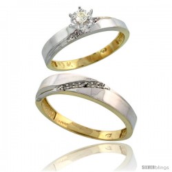 10k Yellow Gold 2-Piece Diamond wedding Engagement Ring Set for Him & Her, 3.5mm & 4.5mm wide -Style 10y115em