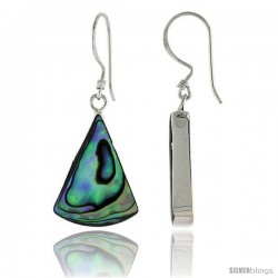 Sterling Silver Triangular Abalone Shell Inlay Earrings, 7/8" (22 mm) tall