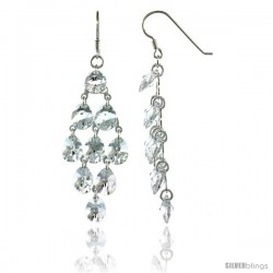 Sterling Silver Teardrop Clear Swarovski Crystals Chandelier Earrings, 2 7/8 in. (73 mm) tall