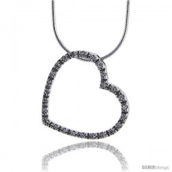 Sterling Silver Eternity Heart 24mm (7/8") with 1.5mm Cubic Zirconia