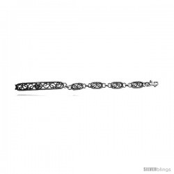 Sterling Silver Oxidized Filigree Flower Bracelet