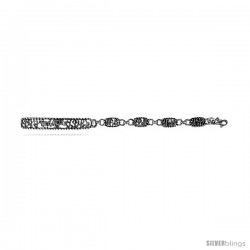 Sterling Silver Oxidized Filigree Elephant Bracelet