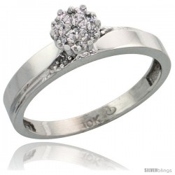 10k White Gold Diamond Engagement Ring 0.06 cttw Brilliant Cut, 1/8in. 3.5mm wide -Style 10w015er