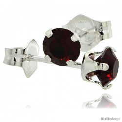 July Birthstone Ruby-Colored 4mm (0.25 Carat Each) Swarovski Crystal Sterling Silver Stud Earrings