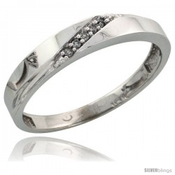 10k White Gold Ladies Diamond Wedding Band Ring 0.03 cttw Brilliant Cut, 1/8 in wide -Style 10w015lb