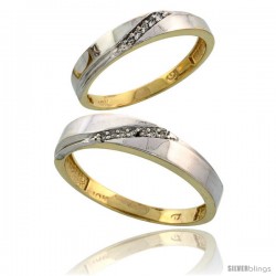 10k Yellow Gold Diamond 2 Piece Wedding Ring Set His 4.5mm & Hers 3.5mm -Style 10y115w2