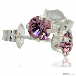 June Birthstone Alexandrite-Colored 4mm (0.25 Carat Each) Swarovski Crystal Sterling Silver Stud Earrings