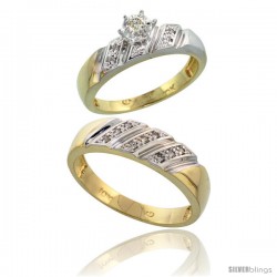 10k Yellow Gold 2-Piece Diamond wedding Engagement Ring Set for Him & Her, 5mm & 6mm wide -Style 10y116em