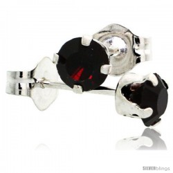 January Birthstone Garnet-Colored 4 mm (0.25 ct. each) Swarovski Crystal, Sterling Silver Stud Earrings