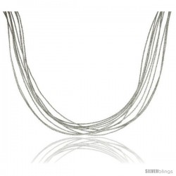 Japanese Silk Necklace 10 Strand Silver, Sterling Silver Clasp, 18 in