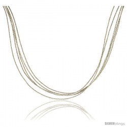 Japanese Silk Necklace 5 Strand Silver, Sterling Silver Clasp, 18 in