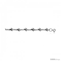 Sterling Silver Rocking Horse Charm Bracelet, 1/4 in wide