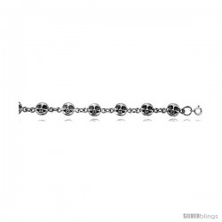 Sterling Silver Moon Charm Bracelet, 3/8 in wide