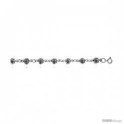Sterling Silver Sun Charm Bracelet, 1/4 in wide