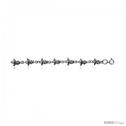 Sterling Silver Angel Charm Bracelet, 3/8 in wide