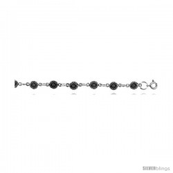 Sterling Silver Sunflower Charm Bracelet, 1/4 in wide -Style 2cb25