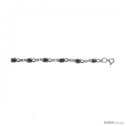 Sterling Silver Scorpion Charm Bracelet, 1/4 in wide