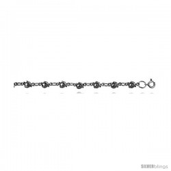 Sterling Silver Dolphin Charm Bracelet, 1/4 in wide -7.5 inch long Style 2cb45