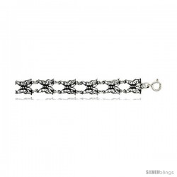 Sterling Silver Oxidized Filigree Butterfly Bracelet -Style Fb20