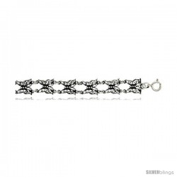 Sterling Silver Oxidized Filigree Butterfly Bracelet -Style Fb20