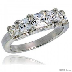 Sterling Silver 1/2 Carat Size Princess Cut Cubic Zirconia Bridal Ring