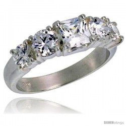 Sterling Silver .75 Carat Size Princess Cut Cubic Zirconia Bridal Ring -Style Rcz389
