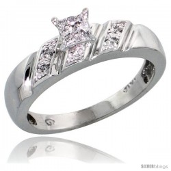 10k White Gold Diamond Engagement Ring 0.07 cttw Brilliant Cut, 3/16 in wide -Style 10w016er