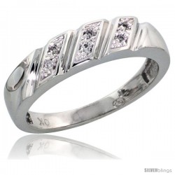 10k White Gold Ladies Diamond Wedding Band Ring 0.03 cttw Brilliant Cut, 3/16 in wide -Style 10w016lb