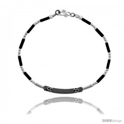 Sterling Silver Black Beaded Bali Bracelet