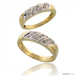 10k Yellow Gold Diamond 2 Piece Wedding Ring Set His 6mm & Hers 5mm -Style 10y116w2