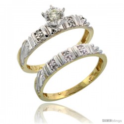 10k Yellow Gold Ladies' 2-Piece Diamond Engagement Wedding Ring Set, 1/8 in wide -Style 10y117e2