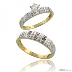 10k Yellow Gold 2-Piece Diamond wedding Engagement Ring Set for Him & Her, 3.5mm & 5mm wide -Style 10y117em