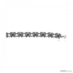 Sterling Silver Oxidized Filigree Butterfly Bracelet