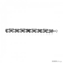 Sterling Silver Oxidized Filigree Butterfly Bracelet -Style Fb19