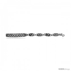 Sterling Silver Oxidized Filigree Heart Bracelet -Style Fb6