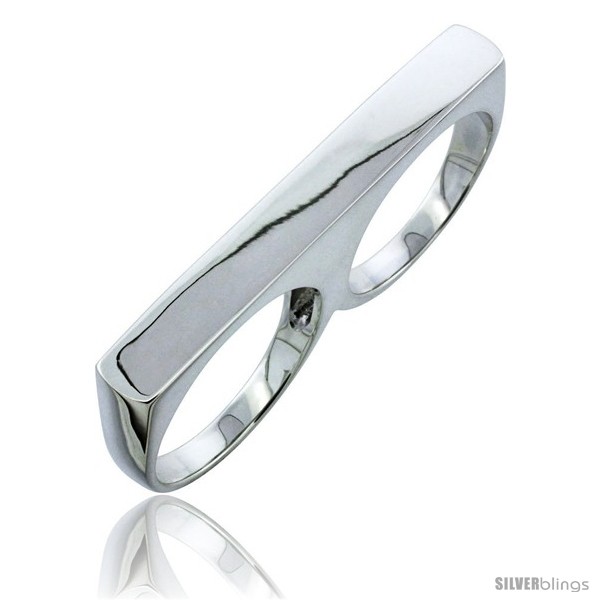 Sterling Silver Two Finger ID Ring, 1/4 in wide - SilverBlings